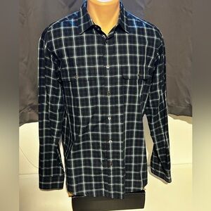 Theory Plaid Raylan Givens Screen Accurate Button Down Shirt Medium Blue Green